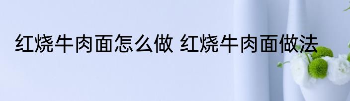 红烧牛肉面怎么做 红烧牛肉面做法