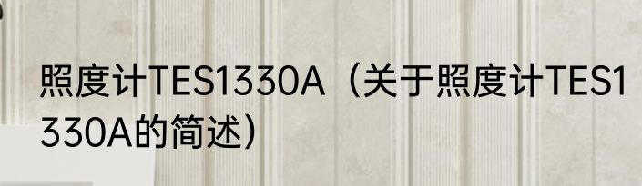 照度计TES1330A（关于照度计TES1330A的简述）