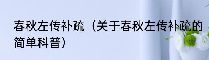 春秋左传补疏（关于春秋左传补疏的简单科普）