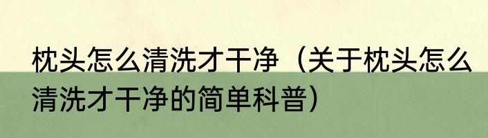 枕头怎么清洗才干净（关于枕头怎么清洗才干净的简单科普）