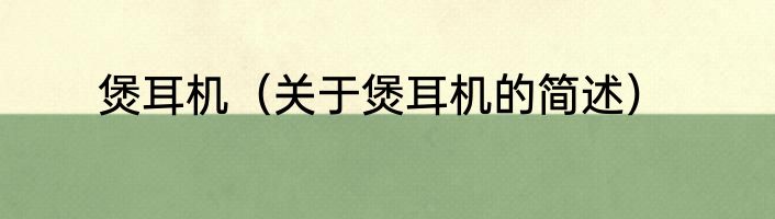 煲耳机（关于煲耳机的简述）