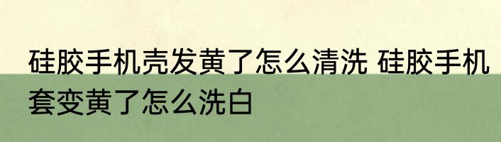 硅胶手机壳发黄了怎么清洗 硅胶手机套变黄了怎么洗白