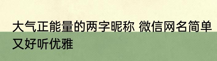 大气正能量的两字昵称 微信网名简单又好听优雅