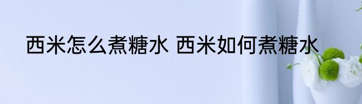 西米怎么煮糖水 西米如何煮糖水
