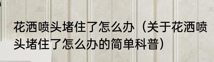 花洒喷头堵住了怎么办（关于花洒喷头堵住了怎么办的简单科普）