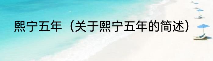 熙宁五年（关于熙宁五年的简述）