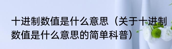 十进制数值是什么意思（关于十进制数值是什么意思的简单科普）