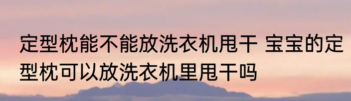 定型枕能不能放洗衣机甩干 宝宝的定型枕可以放洗衣机里甩干吗