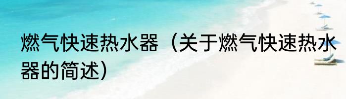 燃气快速热水器（关于燃气快速热水器的简述）