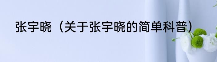 张宇晓（关于张宇晓的简单科普）