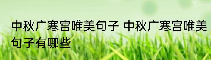 中秋广寒宫唯美句子 中秋广寒宫唯美句子有哪些