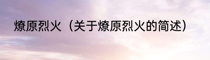 燎原烈火（关于燎原烈火的简述）