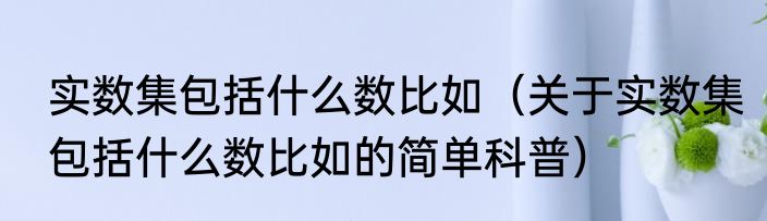 实数集包括什么数比如（关于实数集包括什么数比如的简单科普）