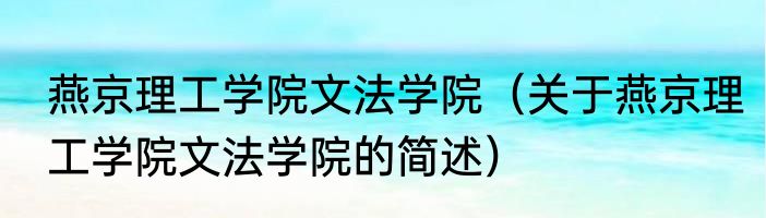 燕京理工学院文法学院（关于燕京理工学院文法学院的简述）