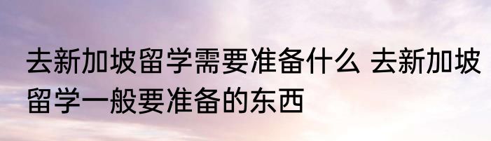 去新加坡留学需要准备什么 去新加坡留学一般要准备的东西