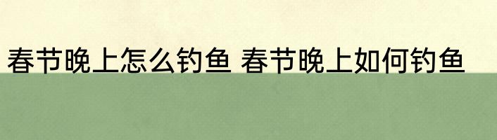 春节晚上怎么钓鱼 春节晚上如何钓鱼