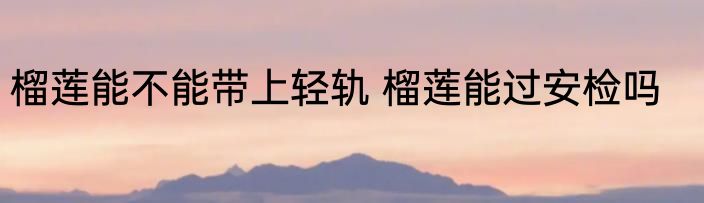 榴莲能不能带上轻轨 榴莲能过安检吗