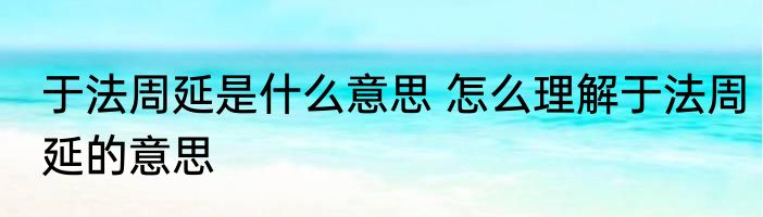 于法周延是什么意思 怎么理解于法周延的意思