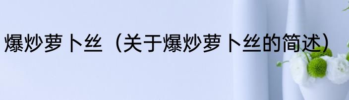 爆炒萝卜丝（关于爆炒萝卜丝的简述）