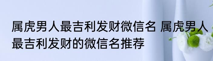 属虎男人最吉利发财微信名 属虎男人最吉利发财的微信名推荐