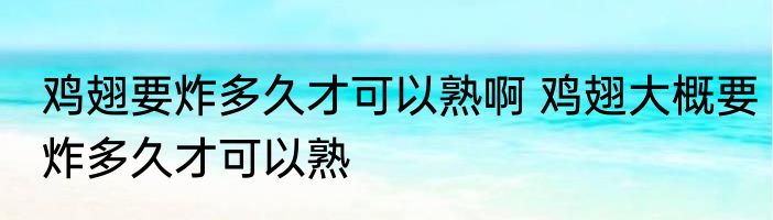 鸡翅要炸多久才可以熟啊 鸡翅大概要炸多久才可以熟