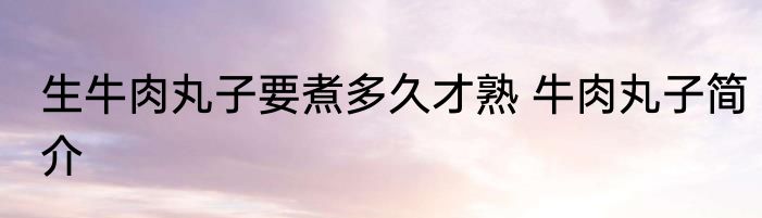 生牛肉丸子要煮多久才熟 牛肉丸子简介