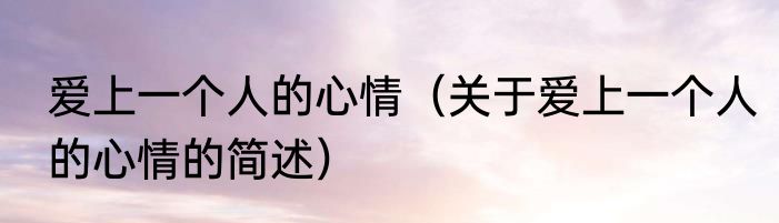 爱上一个人的心情（关于爱上一个人的心情的简述）