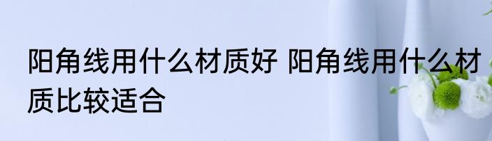 阳角线用什么材质好 阳角线用什么材质比较适合