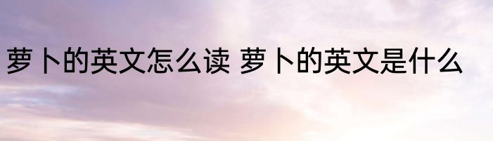 萝卜的英文怎么读 萝卜的英文是什么