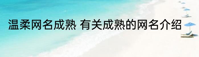 温柔网名成熟 有关成熟的网名介绍