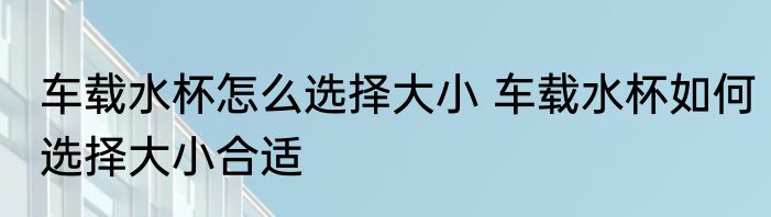 车载水杯怎么选择大小 车载水杯如何选择大小合适