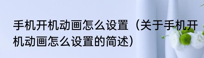 手机开机动画怎么设置（关于手机开机动画怎么设置的简述）