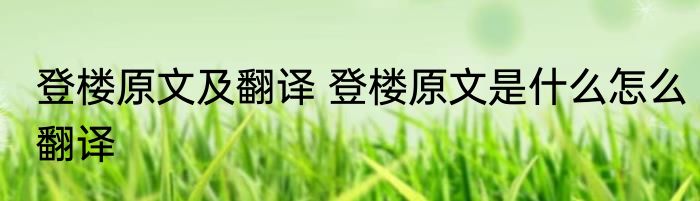 登楼原文及翻译 登楼原文是什么怎么翻译