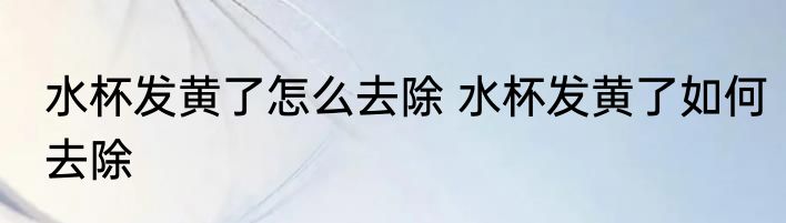 水杯发黄了怎么去除 水杯发黄了如何去除