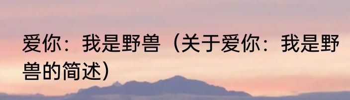 爱你：我是野兽（关于爱你：我是野兽的简述）