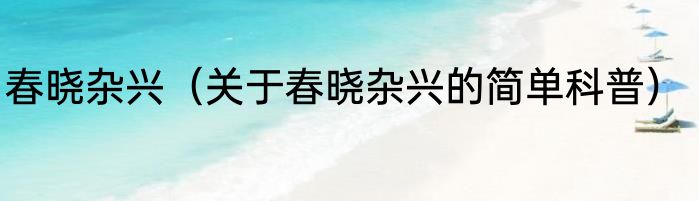 春晓杂兴（关于春晓杂兴的简单科普）