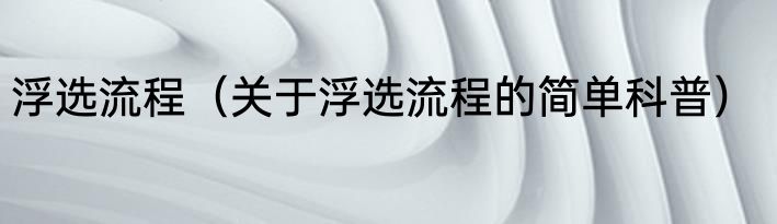 浮选流程（关于浮选流程的简单科普）