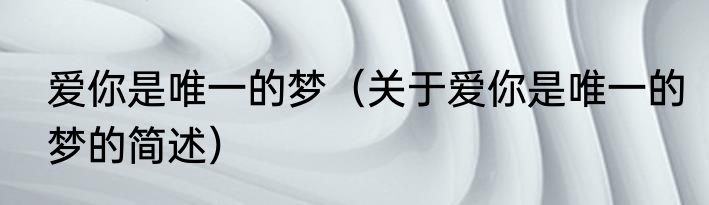 爱你是唯一的梦（关于爱你是唯一的梦的简述）