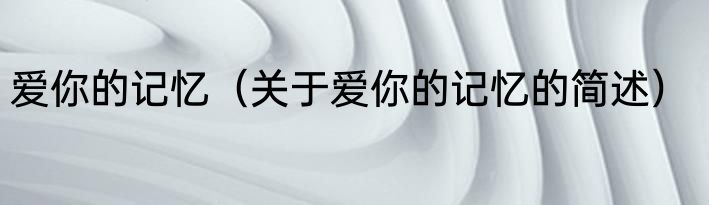 爱你的记忆（关于爱你的记忆的简述）