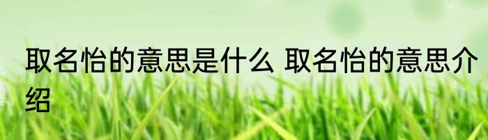 取名怡的意思是什么 取名怡的意思介绍