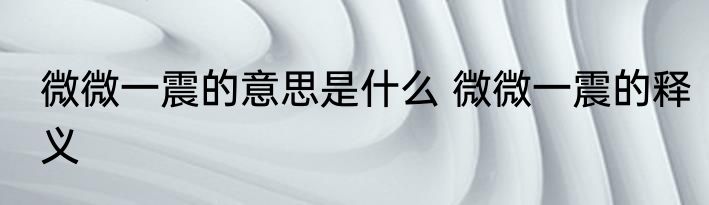 微微一震的意思是什么 微微一震的释义