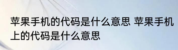 苹果手机的代码是什么意思 苹果手机上的代码是什么意思