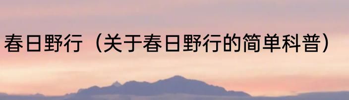 春日野行（关于春日野行的简单科普）