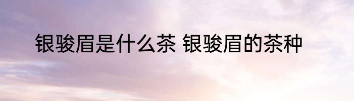 银骏眉是什么茶 银骏眉的茶种