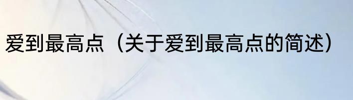 爱到最高点（关于爱到最高点的简述）