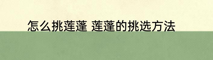 怎么挑莲蓬 莲蓬的挑选方法