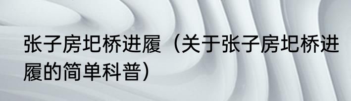 张子房圯桥进履（关于张子房圯桥进履的简单科普）