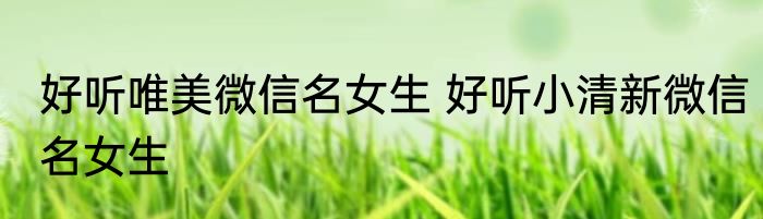 好听唯美微信名女生 好听小清新微信名女生