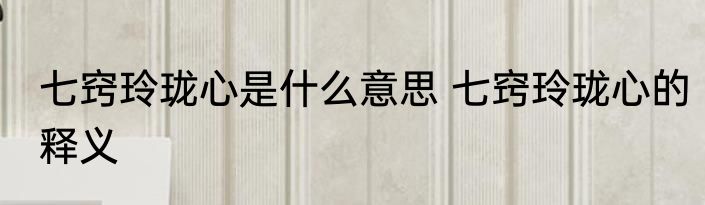 七窍玲珑心是什么意思 七窍玲珑心的释义