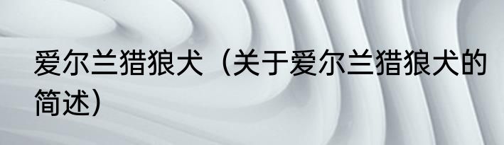 爱尔兰猎狼犬（关于爱尔兰猎狼犬的简述）